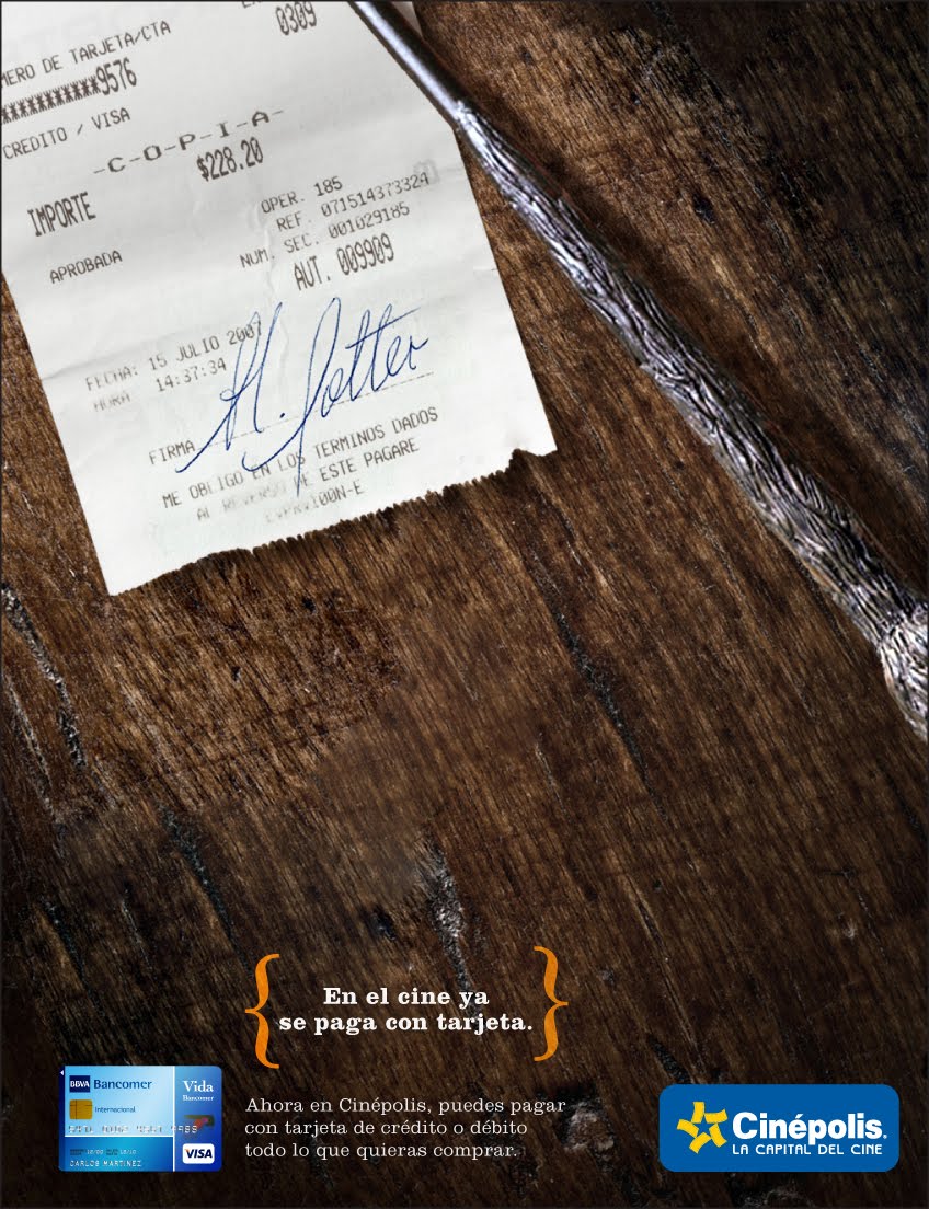 Cinépolis - H. Potter Credit Card Receipt