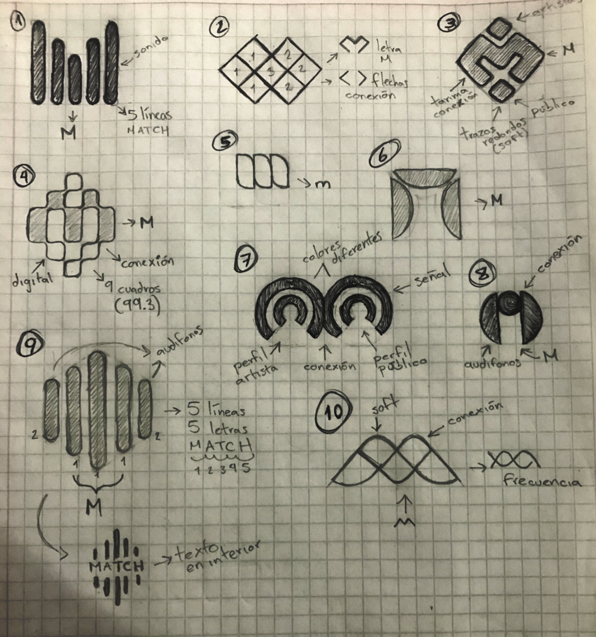 Initial Sketches for MatchFM Logo