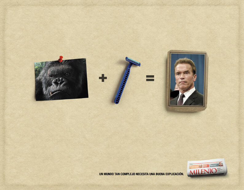 Gorilla + Razor = Arnold Schwarzenegger